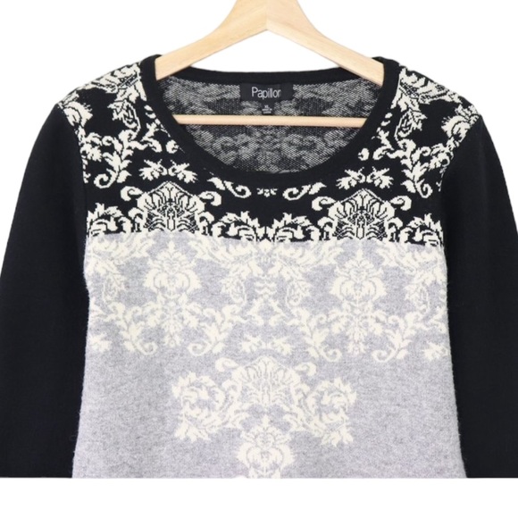 PAPILLON | Sweater Mini Dress 3/4 Sleeves Gray Black XL Style #SD5421 NEW - Picture 3 of 9